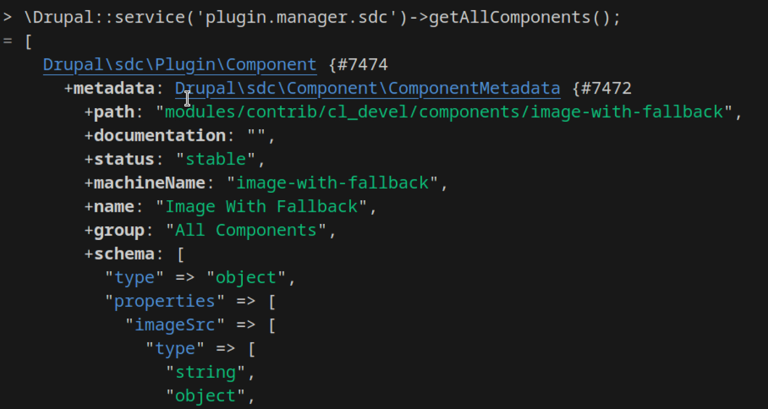 Los componentes son plugins, y pueden ser listados usando un pluginManager
